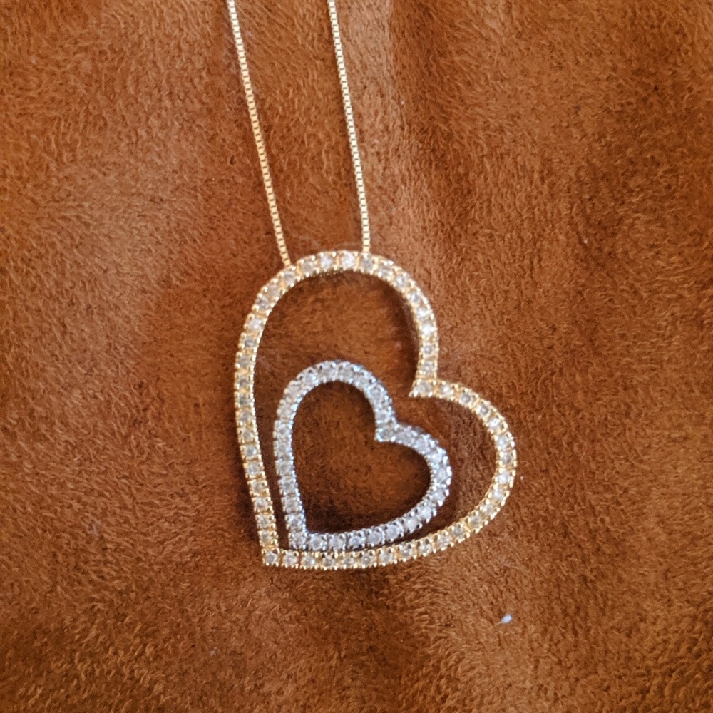 14k gold two tone diamond pendant